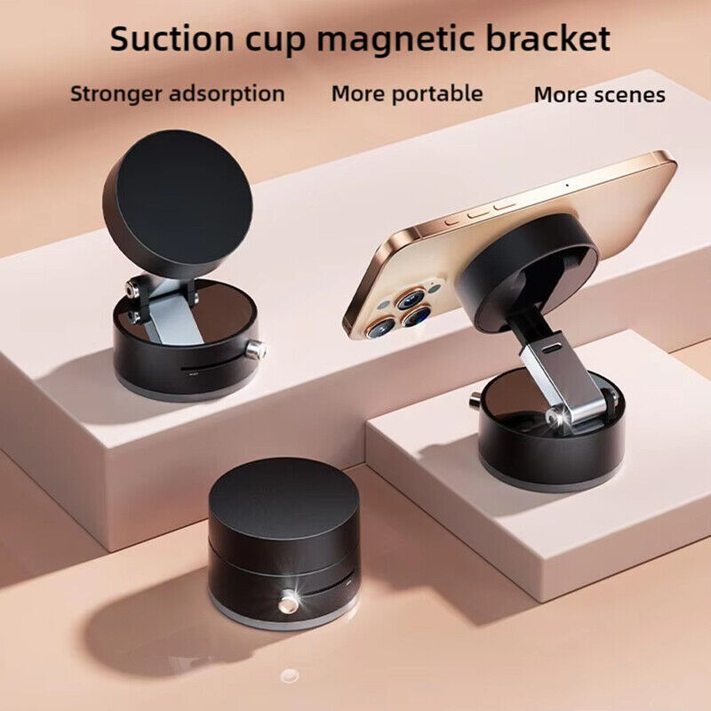 New Premium Magnetic Car Phone Holder – Vacuum Suction Cup Mount with 360° Rotation (No Falling)