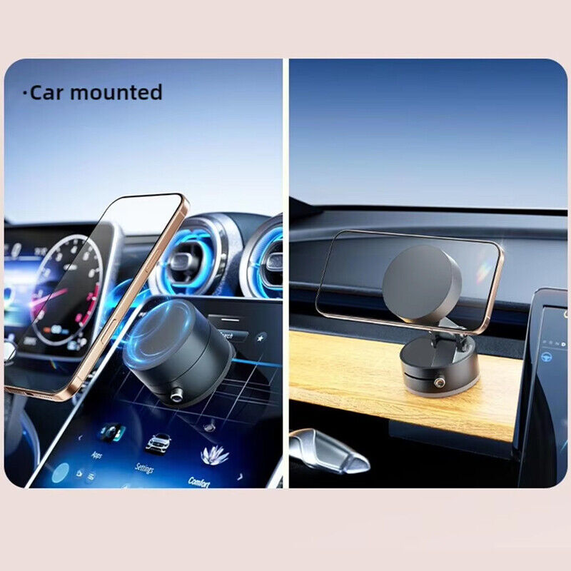 New Premium Magnetic Car Phone Holder – Vacuum Suction Cup Mount with 360° Rotation (No Falling)